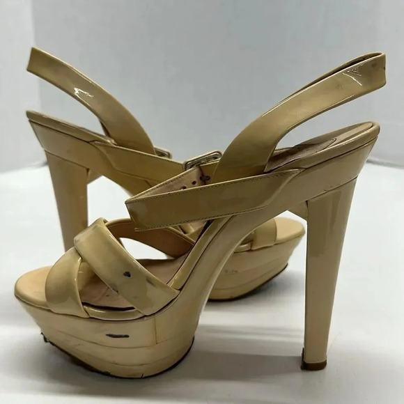 Christian Louboutin Heels High Heel Shoes Leather Open Toe Ankle Strap Cream 35 - Picture 8 of 12